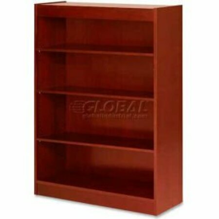 SP RICHARDS Lorell® 4-Shelf Panel End Hardwood Veneer Bookcase, 36"W x 12"D x 48"H, Cherry LLR89052